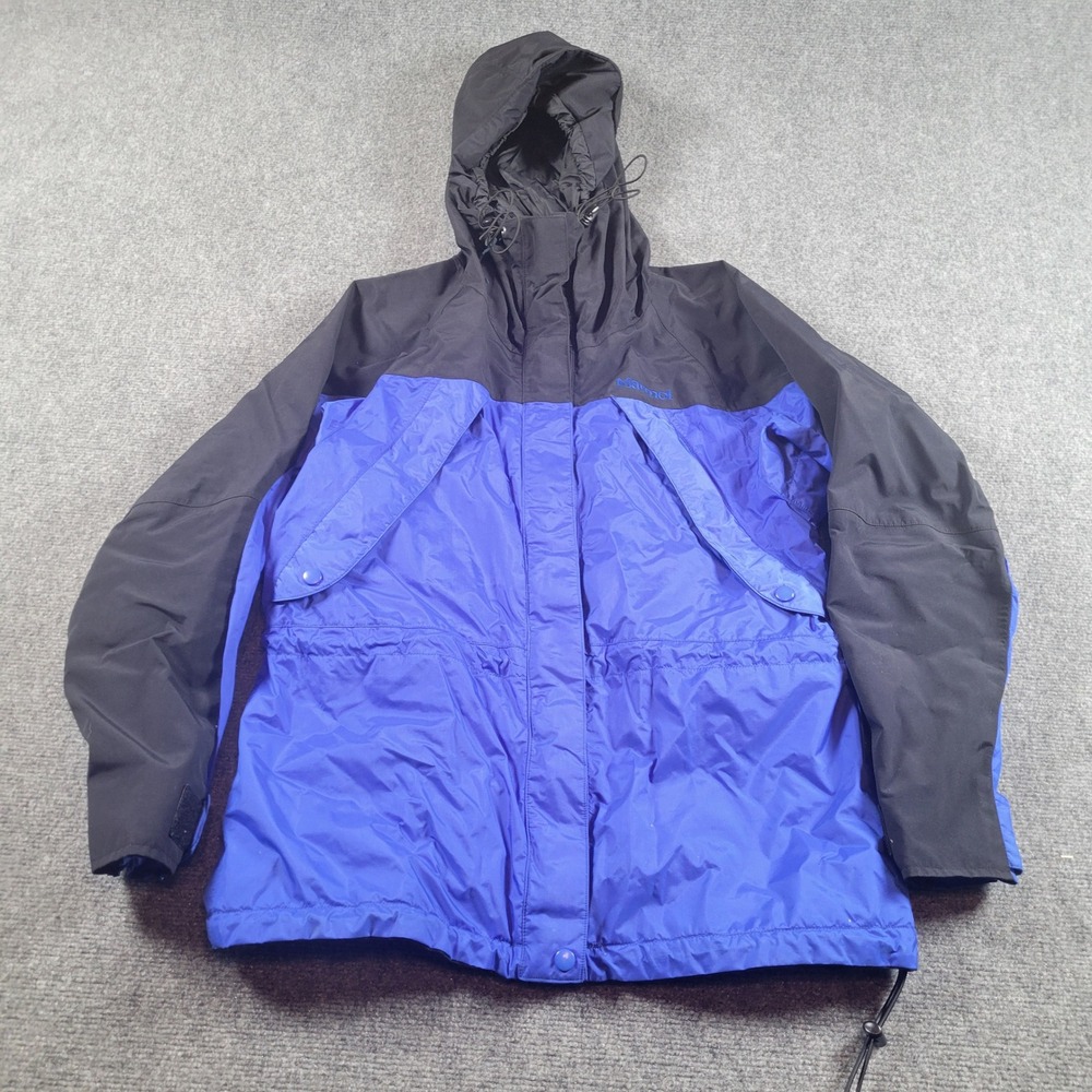 Marmot Gore-Tex Shell Jacket Womens Medium Blue Black Hooded Style 1081